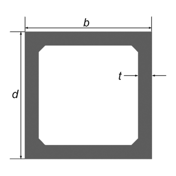100 x 100 x 8.0 Square Hollow Section S355 — dimensioned cross-section