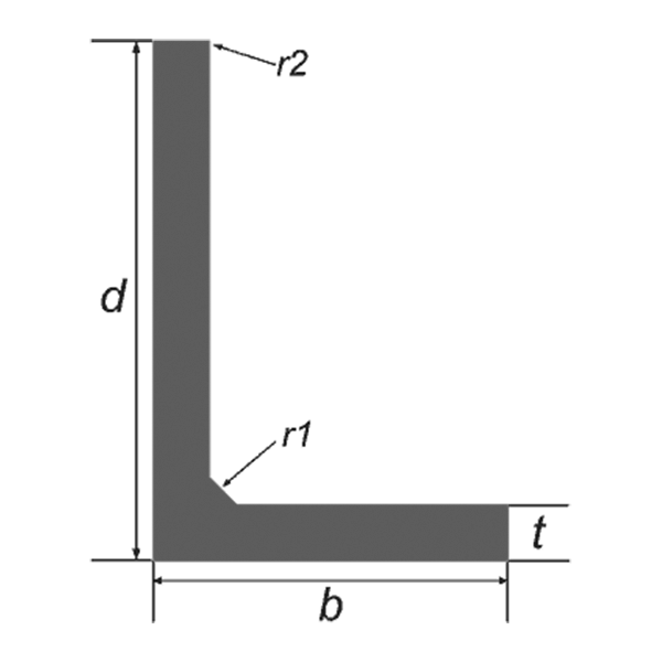150 x 75 x 10 Mild Steel Unequal Angle S355 — dimensioned cross-section